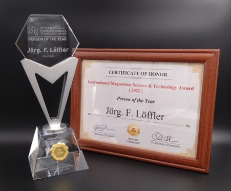 Jörg Löffler receives International Magnesium Science & Technology Award