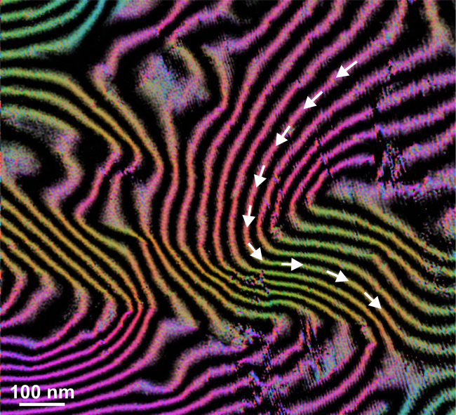 Magnetic induction map of a Sm–Co permanent magnet obtained by electron holography.
